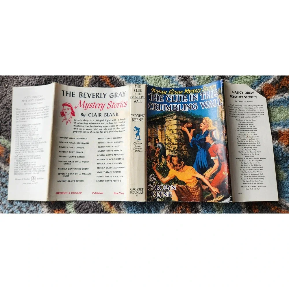 1959 Nancy Drew The Clue in the Crumbling Wall HC w/ Dust Jacket Blue‎ Tweed